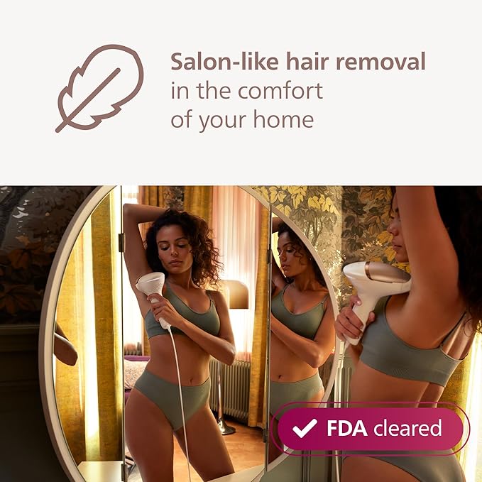 Philips Lumea 8000 Series IPL Hair Removal Device, Personal Permanent at Home Laser Hair Reduction, for Women & Men, SenseIQ Technology, 2 Attachments for Body & Face, BRI932/03