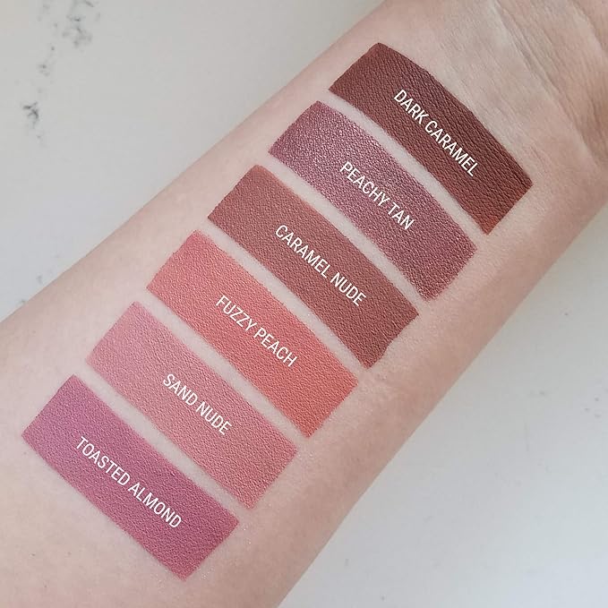 Aromi Tan Metallic Liquid Lipstick | Sepia Bronze Lip Color with Shimmery Finish, Vegan, Cruelty-free, Long-Lasting, Smudge-Proof, Handmade (Peachy Tan) | Shimmery Finish, Long-lasting, Vegan Lipstick, Metallic, Tan Lipstick