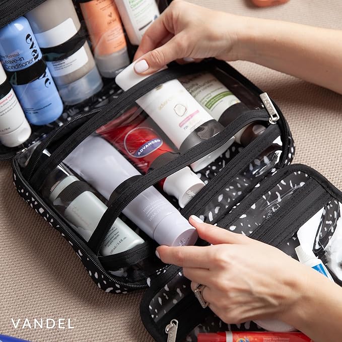 VANDEL Waterproof Hanging Toiletry Bag for Travelling, Hanging Makeup Organizer Bag, Cosmetic Travel Bags for Women, Makeup Case Toiletries Organizer Hygiene Bathroom Shower Caddy - White Leopard