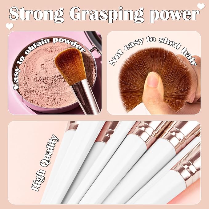GZIXBDA Makeup Brush Set, 52Pcs Makeup Tool Set Premium Synthetic Foundation Concealers Powder Eye Shadows Makeup Brushes Kit for for Beginner Professional, Beige