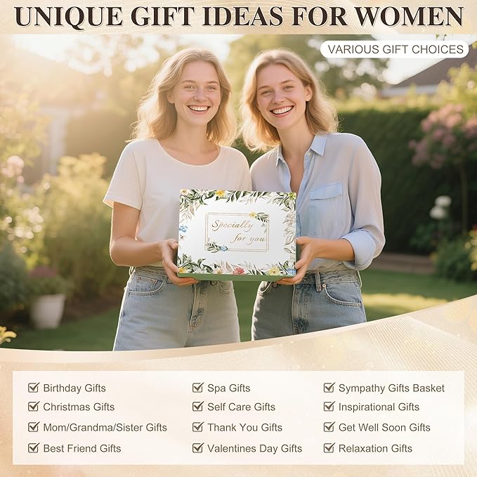 Valentines Day Gifts for Her Women Girlfriend Wife Daughter, 11 Pcs Birthday Gifts for Women Mom Her Best Friend Sister Grandma, Self Care Gift Get well Relaxing Spa Thank you Sympathy Gift Basket Set