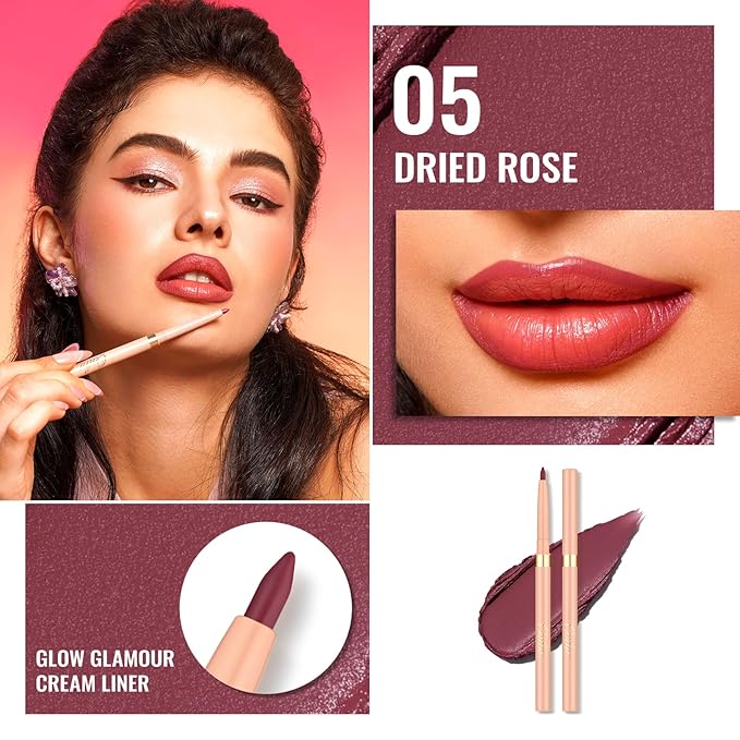 Oulac Waterproof Lipliner Pencil Set - Smooth and Creamy, Retractable Lip Makeup for Precision Application, Vegan & Cruelty-Free, 02+05+06