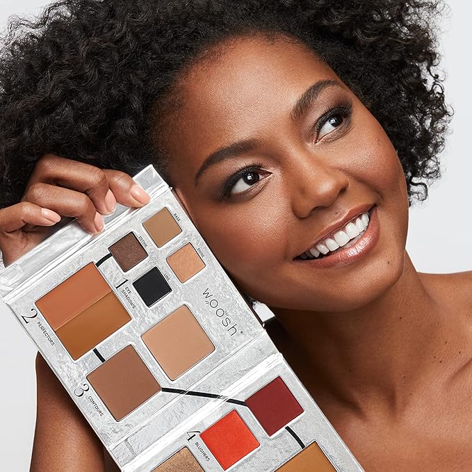 Woosh Beauty, Fold out Face Original Makeup Palette, Travel, All in One, Neutral Cream & Powder (#4 Medium Deep)