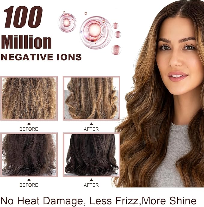 Thermal Brush, 1.7 Inch Heated Round Brush for Women, Dual Voltage Negative Ion Hot Brushes Styler for Blowout Look, Curling & Volumizing & Straightener for Dry Hair