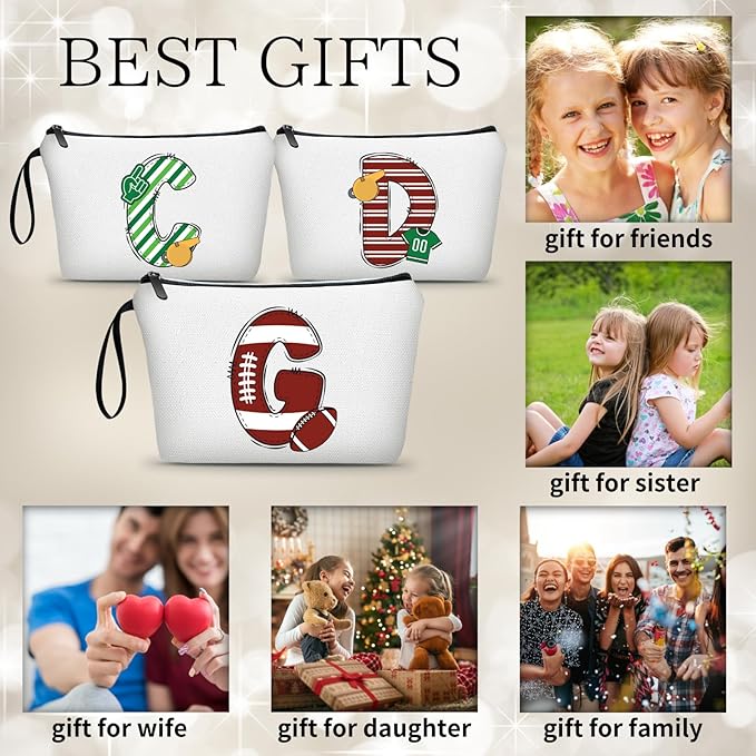 ARIOSEY Football Initial Birthday Graduation Gifts Cosmetic Travel Toiletry Bags Football Accessories Party Favors for Women Girls Daughter Niece Team Coach Friends -G