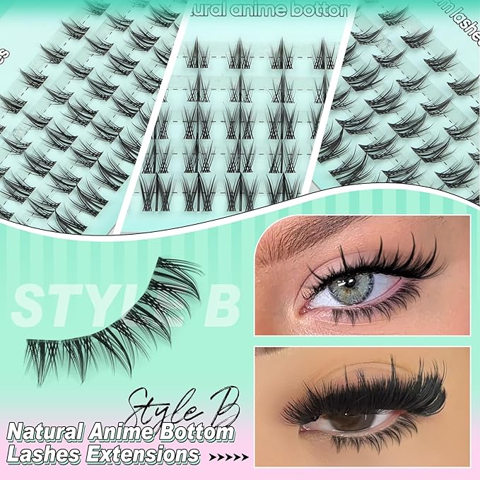 calphdiar Bottom Lash Clusters Fairy Lashes Clusters Manga Bottom Eyelash Clusters Natural Bottom Lash Extension 5-7mm Individual Lashes 2 Styles Anime Lower Eyelash Extensions Bottom Cluster Lashes