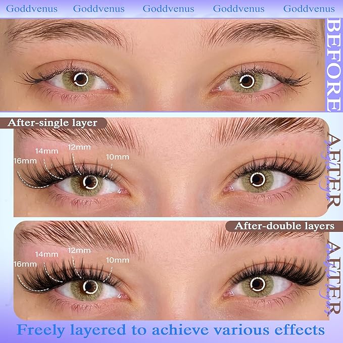 Natural Lash Clusters Kit for DIY Lash Extension 3 in 1 Eyelash Clusters Kit Wispy Individual Lashes C Curl Cluster Eyelash Extensions kit with 132pcs10-16mm