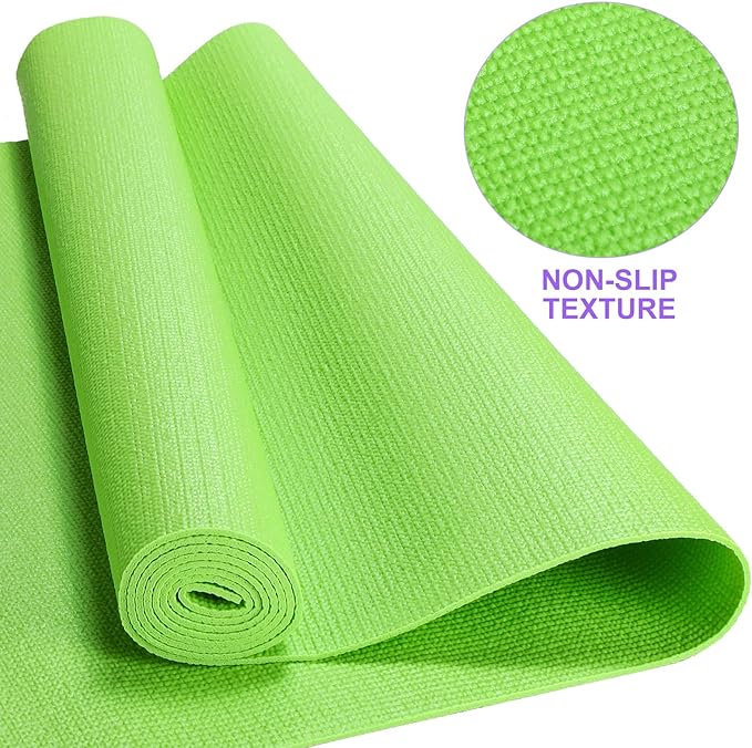Funtery 3 mm Thick Yoga Mat Exercise Workout Mat Non Slip Fitness Pad for Women Gym Home Yoga Pilates