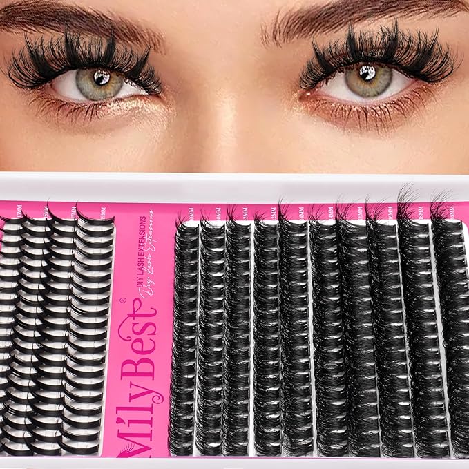 Manga Lash Clusters Kit 80D Eyelash Clusters with DIY Spikes 13-19MM Spiky Volume Cluster Eyelash Extensions Wispy Individual Lash Extensions Kit Anime Lashes Cluster Bond & Seal Tweezer by MilyBest