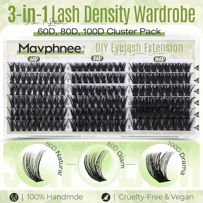 Volume Lash Clusters 60D 80D 100D Cluster Eyelash Extensions D Curve Individual Lashes Extensions 10-16MM Natural Cluster Lashes Wispy Eyelash Clusters Thick DIY Lash Pack by Mavphnee