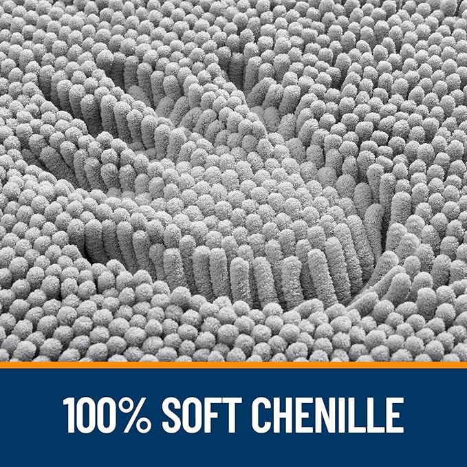 OLANLY Bathroom Rugs 34x21, Extra Soft Absorbent Chenille Bath Rugs, Rubber Backing Quick Dry, Machine Washable Bath Mats for Bathroom Floor, Tub and Shower, Home Decor Accessories, Grey