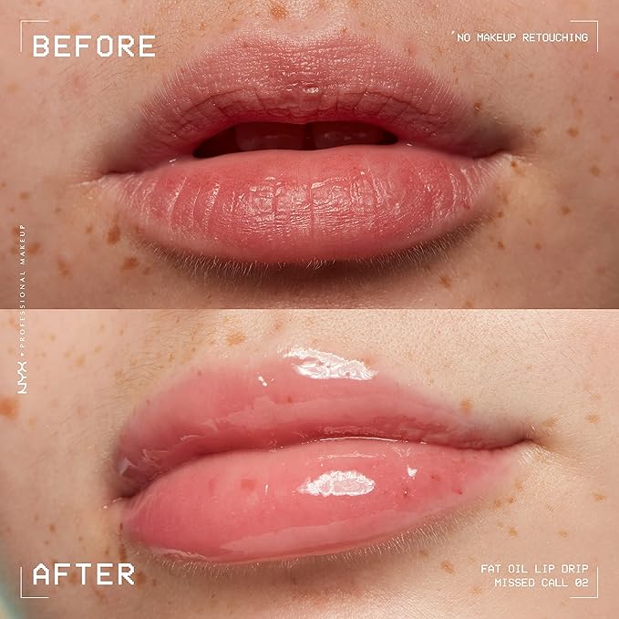 NYX PROFESSIONAL MAKEUP Fat Oil Lip Drip, Moisturizing Lip Oil Gloss, Vegan Tinted Formula, Up to 12 HR Hydration - Missed Call (Sheer Pink)