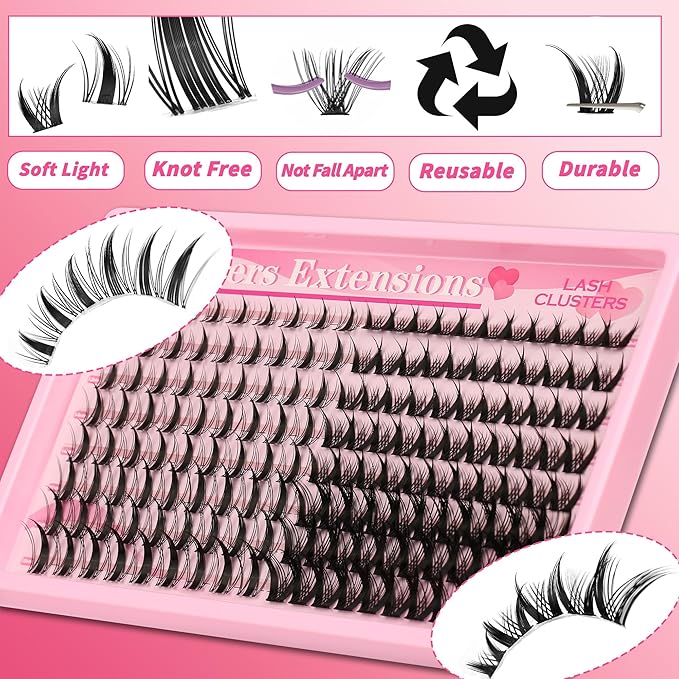 Gmagictobo Manga Lash Clusters Kit Spiky Lashes Clusters Fairy Lash Clusters Wet-Look Anime Lashes Pack 168 Pcs C/D Curl Individual Lashes Lash Bond and Seal Lash Tweezers