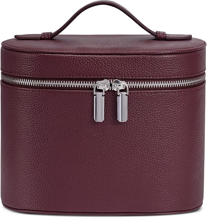 honitty Makeup Bag, Travel Make up Case with Compartments and Handle, Portable Cosmetic Organizer Bags,Toiletry Bag for Women