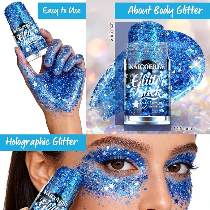 Blue Body Glitter Gel, Rave Carnival Accessories Chunky Sequins Face Glitter for Face Body Hair, Chameleon Color Changing Glitter Gel for Rave Party Mermaid Sequins Accessories Makeup #5