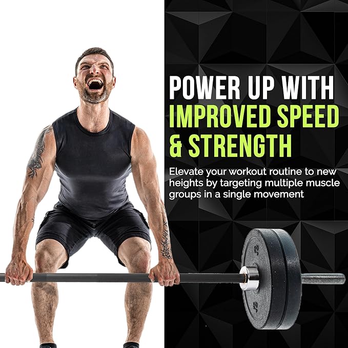 Black Men’s Elevation Barbell (7FT) (44LBS Bar Weight) (1500LBS Weight