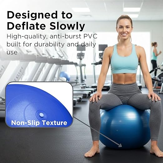Theraband 23045 Exercise and Stability Ball for Improved Posture, Balance, Core Fitness, Coordination and Rehab, Blue, 75cm Diameter