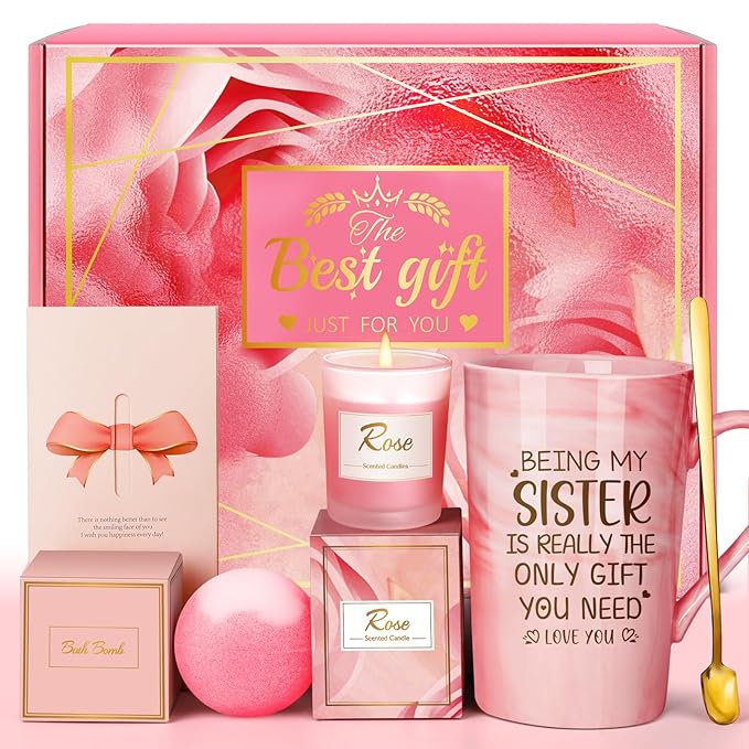 Sister Birthday Gifts: Eletorot Spa Relaxation Baskets Set for Adult, Teen, Twin, Younger, Older Sisters, Unique Best Sister Ever Gift ideas for Christmas, Valentines, Mothers Day, Easter, Graduation