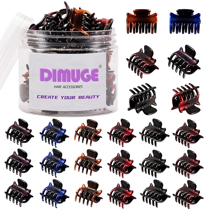 24 Pcs Small Hair Clips Plastic Claw Clips Medium for Girls and Women 1 Inch Little Hair Clips Good for Teenager and Adult, Stable Grip, Non-slip, Multifunction Clamps.(6 Colors)