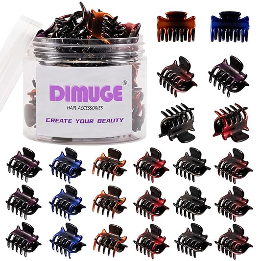 24 Pcs Small Hair Clips Plastic Claw Clips Medium for Girls and Women 1 Inch Little Hair Clips Good for Teenager and Adult, Stable Grip, Non-slip, Multifunction Clamps.(6 Colors)