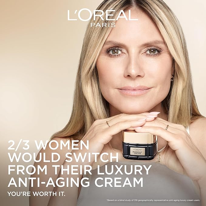 L'Oreal Paris Age Perfect Anti-Aging Midnight Cream, Face Moisturizer to Reduce Wrinkles and Firm Skin, 1.7oz + Serum Sample