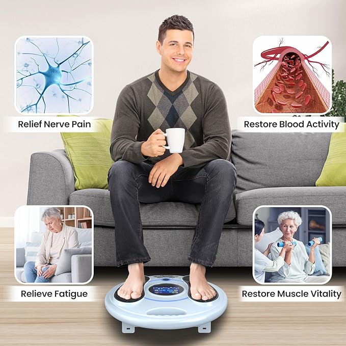 Creliver EMS Foot Massager for Neuropathy, NMES Foot Stmulator with 25 Modes 99 Intensities, Feet Circulation Stimulator for Neuropathy, Plantar Fasciitis, Gifts for Mom Dad