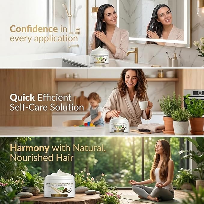 VITAMINS hair cosmetics Keratin Hair Mask - Protein Repair Keratin Treatment - Deep Conditioner for Dry, Damaged, Curly, Straight & Frizzy Hair with Biotin, Collagen & Castor Oil - 13.5 Fl Oz