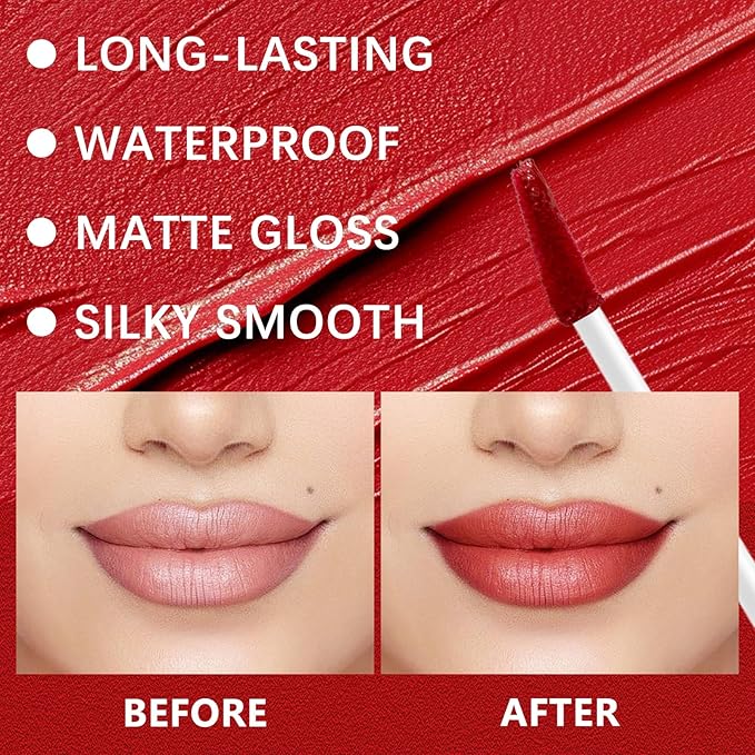 QueenDiary Lip Gloss and Liner Makeup Set, Lifter Gloss and Lifter Liner in Petal and Line Leader Shades (Cool and High-end)