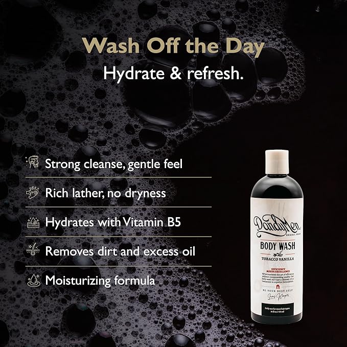 DandyMen Hydrating Bodywash for Men – 16oz (1-pack, Tobacco Vanilla)