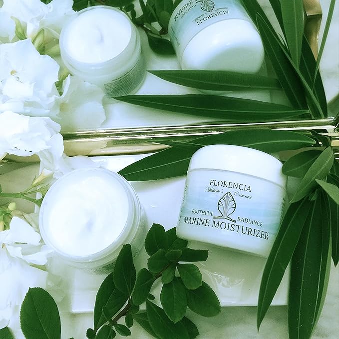 Florencia Marine Moisturizer - Youthful Radiance Face & Neck Cream - Hydrating, Nourishing, Wrinkle, Rejuvenating Cream with Marine Algae Extracts and Hyaluronic Acid for Men & Women, 2 oz