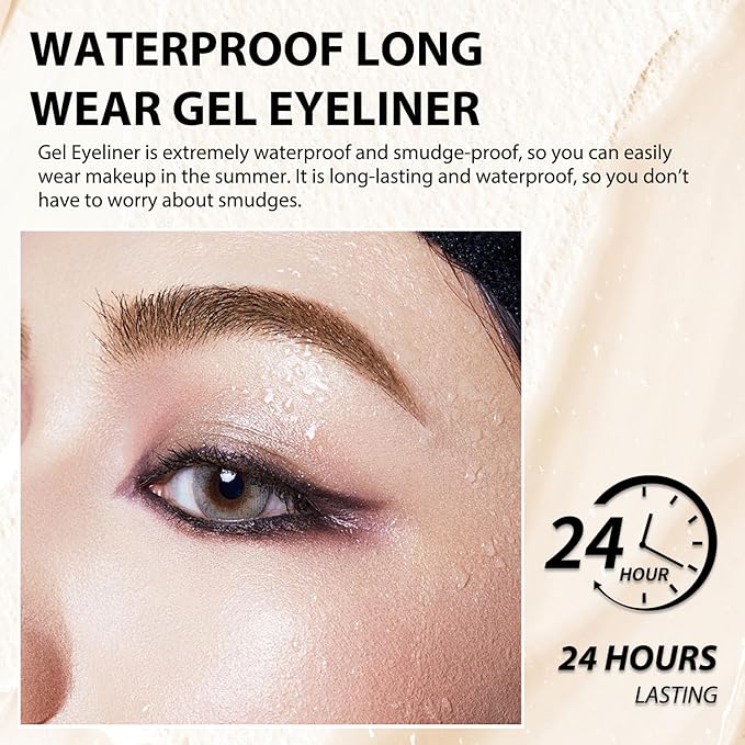 Ayky Long Wear Gel Eyeliner - Natural Black, Waterproof & Smudge-Proof Matte Gel Eyeliner (04# Black)