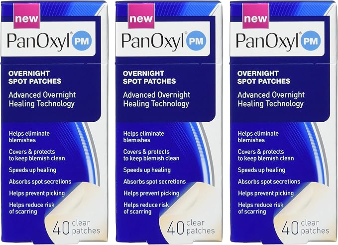 PanOxyl Pm Overnight Spot Patches with Advanced Hydrocolloid Healing Technology, 40 Count (Pack of 3)