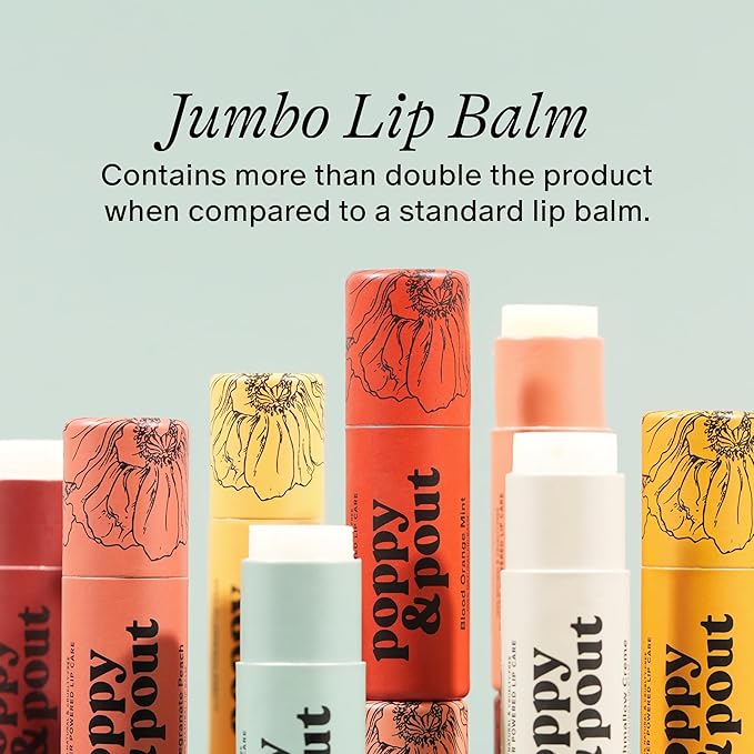 Poppy & Pout Lip Care Set | Lip Balm & Scrub | Sustainable Cardboard Tubes & Glass Jars, All Natural, Beeswax, Coconut Oil, Cruelty Free, Exfoliating & Moisturizing Lip Treatment (Birthday Cake)