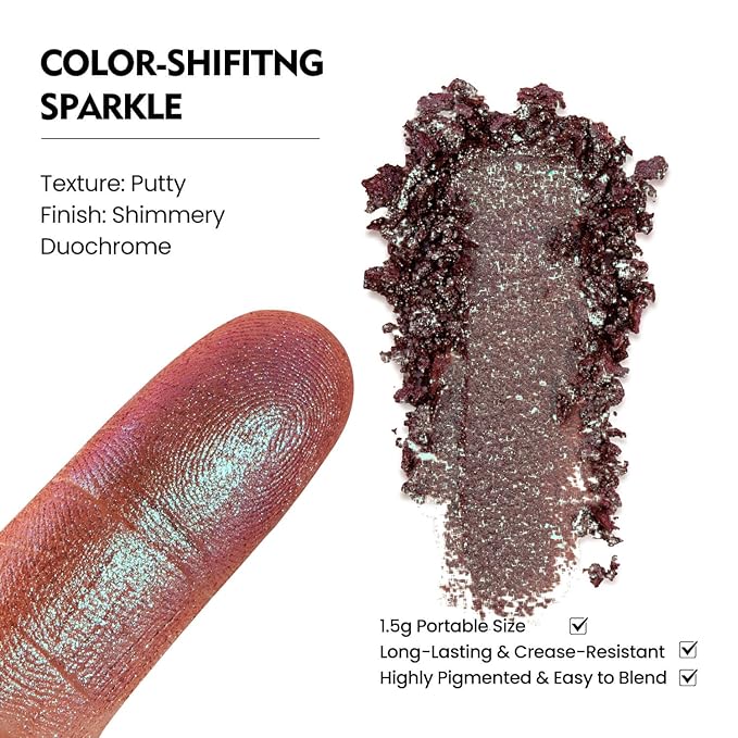 Chameleon Single Eyeshadow, Iridescent Blue-Purple, Pressed Powde, Square Pan,High Pigment, Smudge-Proof, Smooth Blend,Long-Lasting,Fits Magnetic Palettes (Nebula)