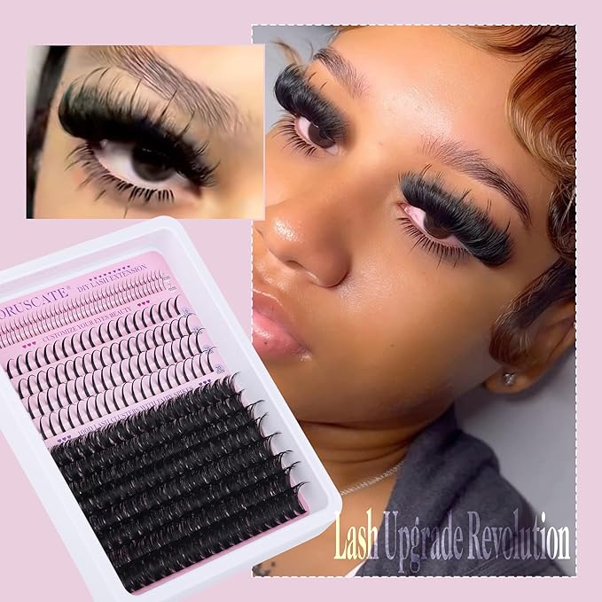 CORUSCATE 100D Lash Clusters with Bottom Lashes Spikes Eyelash Clusters Multi-type Individual Lashes Thick DIY Lash Extension Kit Fairy Cluster Eyelash Extensions 5-20mm Wispy Cluster Lashes Spike