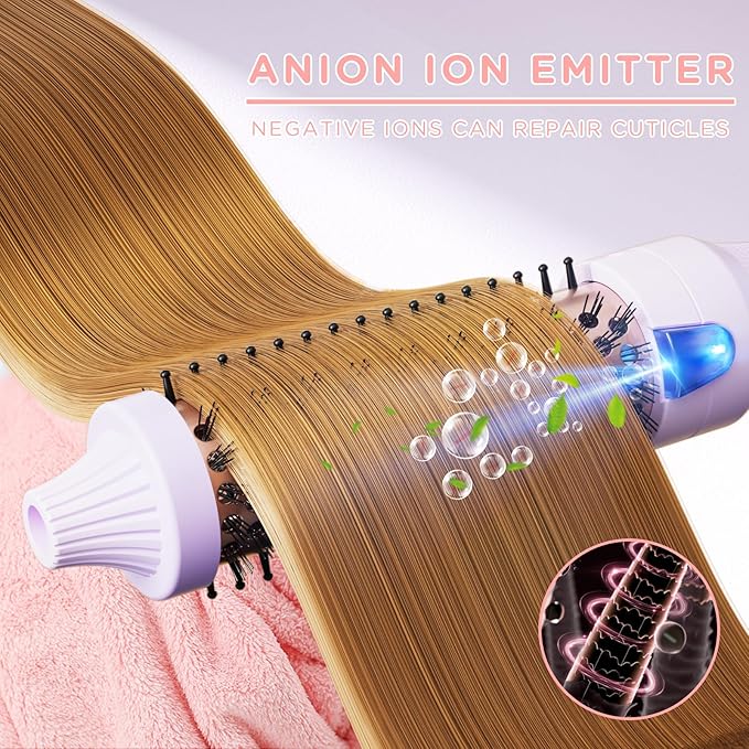 K&K 1.25 Inch Ceramic Tourmaline Ionic Heated Round Brush Curling Brush Creates Blowout Look -Creates Root Volume & Loose Curls Volume Curls Dual Voltage Hair Styling Tool (Purple, 1.25 Inch)