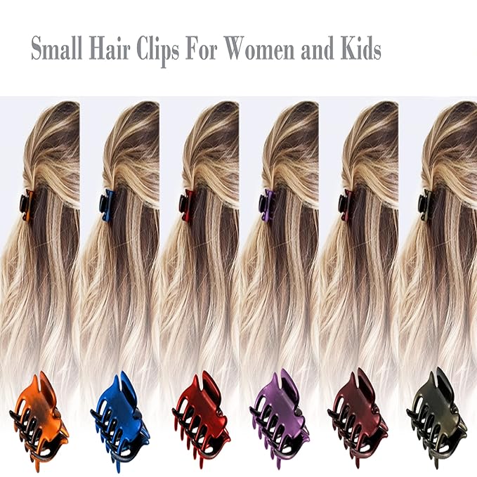 24 Pcs Small Hair Clips Plastic Claw Clips Medium for Girls and Women 1 Inch Little Hair Clips Good for Teenager and Adult, Stable Grip, Non-slip, Multifunction Clamps.(6 Colors)