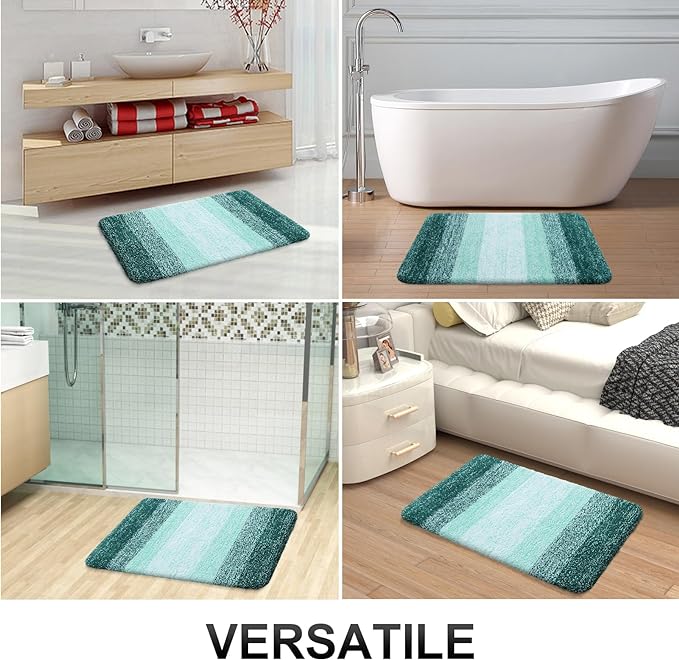 OLANLY Bathroom Runner Rugs 44x24, Extra Soft Absorbent Microfiber Bath Rugs, Rubber Backing, Quick Dry, Washable Bath Mats for Bathroom Floor, Tub and Shower, Home Decor Accessories, Blackish Green