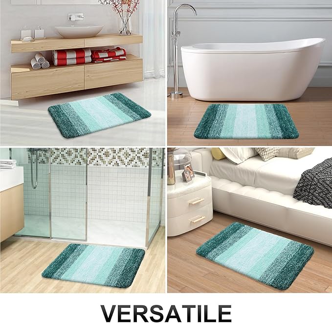 OLANLY Bathroom Runner Rugs 70x24, Extra Soft Absorbent Microfiber Bath Rugs, Rubber Backing, Quick Dry, Washable Bath Mats for Bathroom Floor, Tub and Shower, Home Decor Accessories, Blackish Green