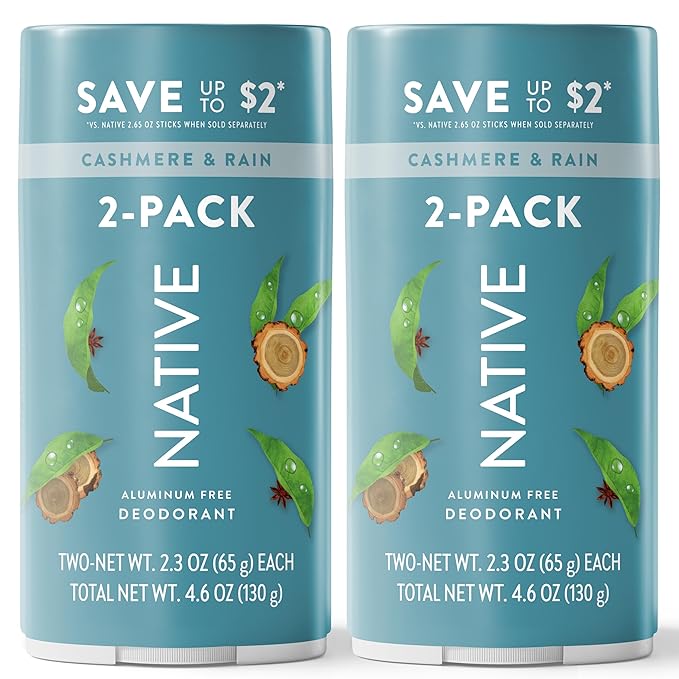 Native Cashmere & Rain Twin Deodorant Bundle Pack 2 x 2.3 oz