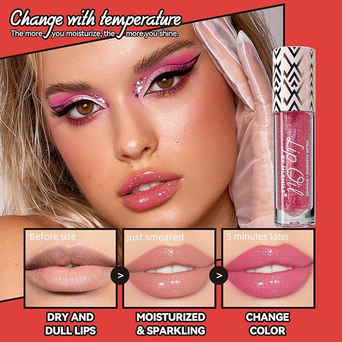 Boss Up Color Changing Lip Oil, Shimmering Temperature Lip