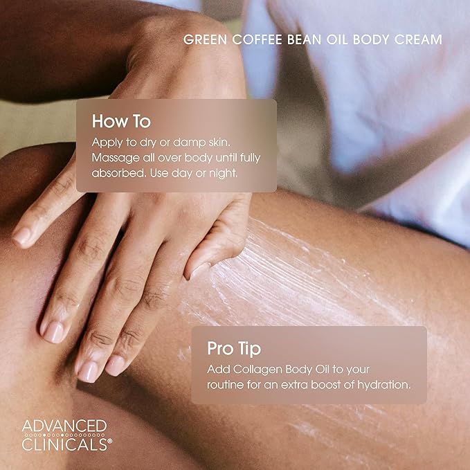 Advanced Clinicals Green Coffee Bean Thermo - Firming Body Lotion | Caffeine Infused Collagen Cream Moisturizer & Body Cream For Women, Stomach, Legs, & To Improve Look Of Textured Crepey Skin, 2pack