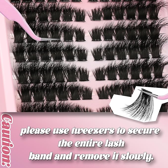 Lash Clusters Eyelashes Clusters Left&Right Cluster Eyelash Extensions Thick D Curly Individual Lashes Clusters 150P DIY Fairy Lash Extension at Home