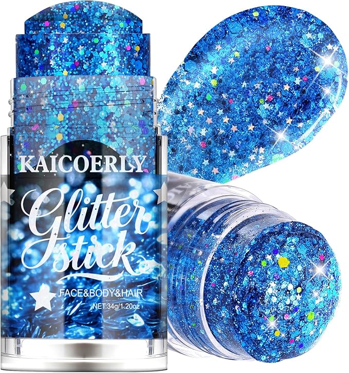 Blue Body Glitter Gel, Rave Carnival Accessories Chunky Sequins Face Glitter for Face Body Hair, Chameleon Color Changing Glitter Gel for Rave Party Mermaid Sequins Accessories Makeup #5