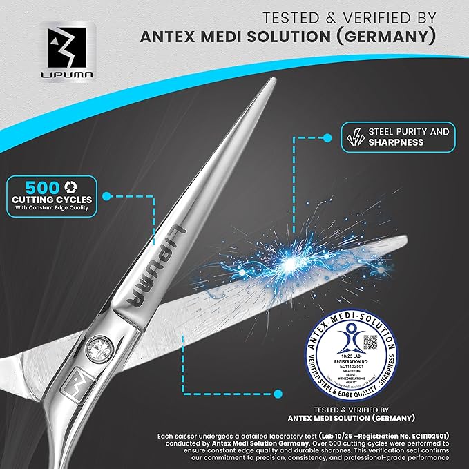 Hair Cutting Scissors - 6.5” Japanese Stainless Steel Professional Hair Scissors, Razor Edge Barber Scissors with Leather Bag, Comb and Cloth - Hair Shears for Men, Woman & Kids