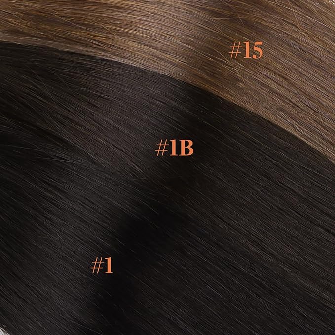 GOO GOO Invisi Edge Clip in Hair Extensions 18inch 120g 7Pcs Injected Seamless PU Clip in Hair Extensions, Virgin Real Human Hair, #15 Rose Gold