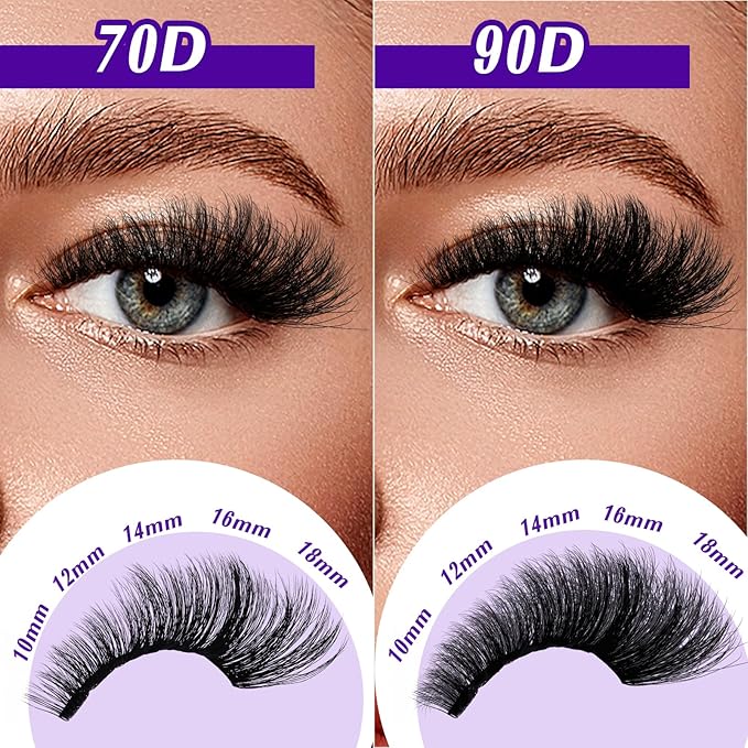 B&Qaugen Lash Clusters 3D Thick Eyelash Clusters 280pcs Cluster Eyelash Extensions 10-18mm 70D+90D Wispy Individual Lashes Volume Lash Clusters DIY Lash Extensions at Home (70D+90D-MIX10-18mm)