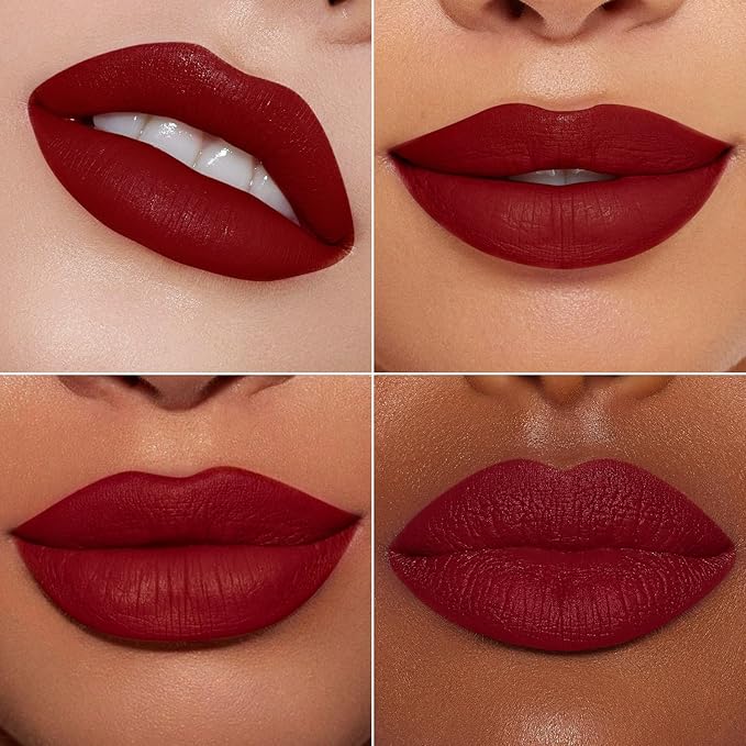 MAKI YIKA 3Pcs Matte Liquid Lipstick Makeup Set Dark Red Nude Orange Lipstick Long Lasting Smudgeproof Transfer Proof Lip Makeup, DarkRed/Nude/Orange