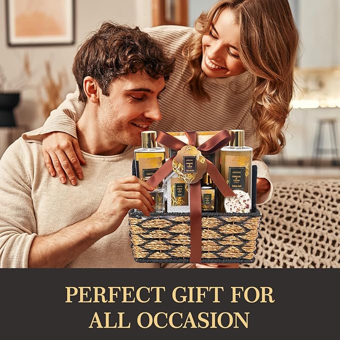 Spa Set for Women & Mens Gift, Relaxing Gifts for Men, Father's Day Gifts for Men Dad with 14PCS Charcoal & Cedar Scents Spa, Includes Bubble Bath, Shower Gel, Body Butter, Spa Kit for Mans Gift Set