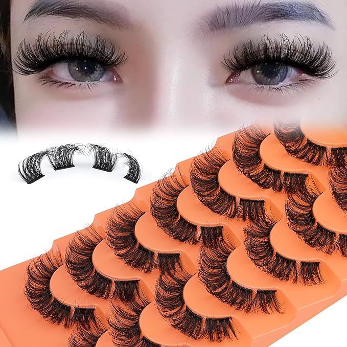 Full Cluster Lashes Natural Strips False Eyelashes Wispy Individual Lashes that Look Like Extensions 7 Pairs Multipack by Eefofnn